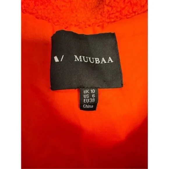Muubaa NWT Faux Shearling Coat in Coral Orange Size 6 (UK 10) $367 - Picture 6 of 9